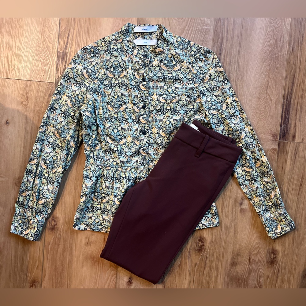 WHYRED Stockholm Liberty-Style Bird Print Blouse Scandinavian Art Nouveau Floral - Picture 2 of 16